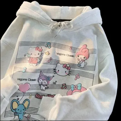 アニメシーン/キャラクター柄 プリント パーカー 男女兼用 Hello Kitty ハローキティ ｔシャツ 半袖 長袖 パーカー ハローキティ キティのママ キティのパパ ミミィ デイジー リトルツインスターズ キティのお友達 コスプレ