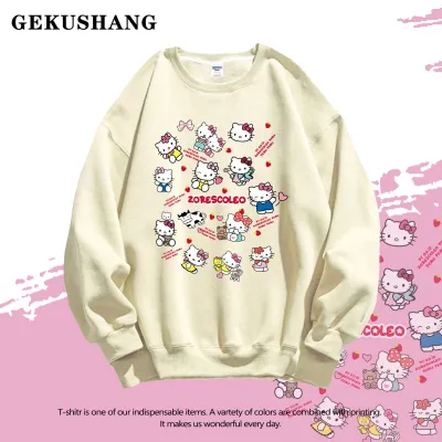 アニメシーン/キャラクター柄 プリント Tシャツ 男女兼用 Hello Kitty ハローキティ ｔシャツ 半袖 長袖 パーカー ハローキティ キティのママ キティのパパ ミミィ デイジー リトルツインスターズ キティのお友達 コスプレ