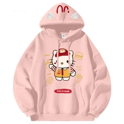 アニメシーン/キャラクター柄 プリント パーカー 男女兼用 Hello Kitty ハローキティ ｔシャツ 半袖 長袖 パーカー ハローキティ キティのママ キティのパパ ミミィ デイジー リトルツインスターズ キティのお友達 コスプレ