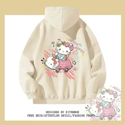 アニメシーン/キャラクター柄 プリント パーカー 男女兼用 Hello Kitty ハローキティ ｔシャツ 半袖 長袖 パーカー ハローキティ キティのママ キティのパパ ミミィ デイジー リトルツインスターズ キティのお友達 コスプレ