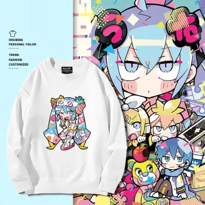 アニメシーン/キャラクター柄 プリント Tシャツ 男女兼用 Hatsune Miku初音ミク風 ハローキティ風 ｔシャツ 半袖 長袖 パーカー 初音ミク コスプレ衣装　コスチューム　グッズ