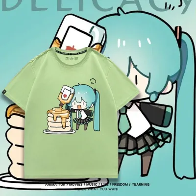 アニメシーン/キャラクター柄 プリント Tシャツ 男女兼用 Hatsune Miku初音ミク風 ハローキティ風 ｔシャツ 半袖 長袖 パーカー 初音ミク コスプレ衣装　コスチューム　グッズ