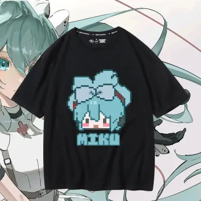 アニメシーン/キャラクター柄 プリント Tシャツ 男女兼用 Hatsune Miku初音ミク風 ハローキティ風 ｔシャツ 半袖 長袖 パーカー 初音ミク コスプレ衣装　コスチューム　グッズ