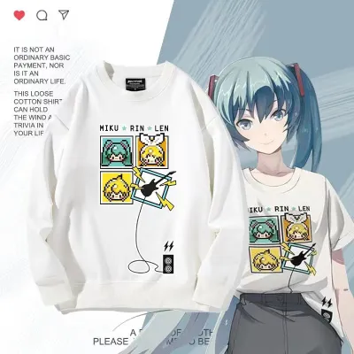 アニメシーン/キャラクター柄 プリント Tシャツ 男女兼用 Hatsune Miku初音ミク風 ハローキティ風 ｔシャツ 半袖 長袖 パーカー 初音ミク コスプレ衣装　コスチューム　グッズ