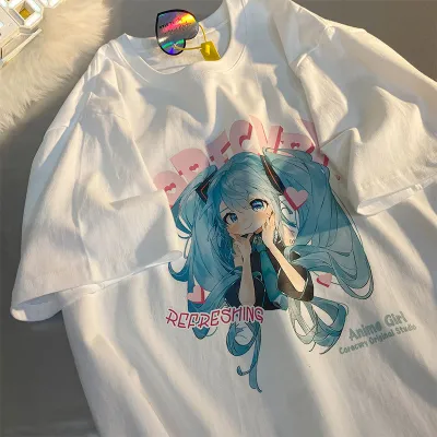 アニメシーン/キャラクター柄 プリント Tシャツ 男女兼用 Hatsune Miku初音ミク風 ハローキティ風 ｔシャツ 半袖 長袖 パーカー 初音ミク コスプレ衣装　コスチューム　グッズ