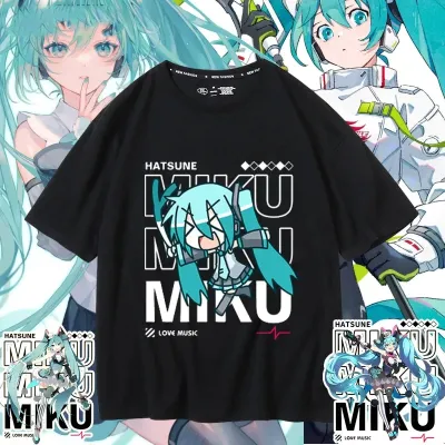 アニメシーン/キャラクター柄 プリント Tシャツ 男女兼用 Hatsune Miku初音ミク風 ハローキティ風 ｔシャツ 半袖 長袖 パーカー 初音ミク コスプレ衣装　コスチューム　グッズ