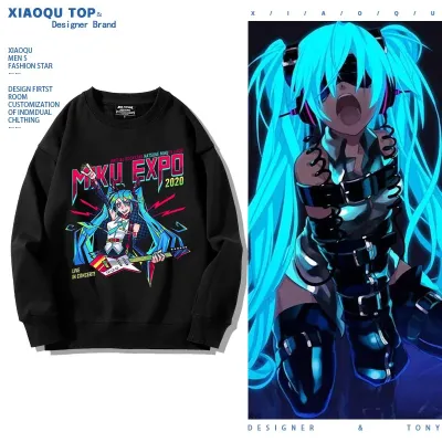 アニメシーン/キャラクター柄 プリント Tシャツ 男女兼用 Hatsune Miku初音ミク風 ハローキティ風 ｔシャツ 半袖 長袖 パーカー 初音ミク コスプレ衣装　コスチューム　グッズ