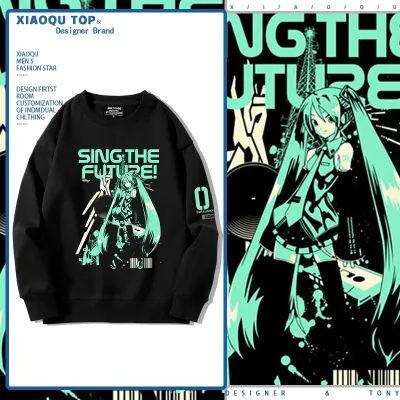 アニメシーン/キャラクター柄 プリント Tシャツ 男女兼用 Hatsune Miku初音ミク風 ハローキティ風 ｔシャツ 半袖 長袖 パーカー 初音ミク コスプレ衣装　コスチューム　グッズ