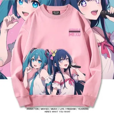 アニメシーン/キャラクター柄 プリント Tシャツ 男女兼用 Hatsune Miku初音ミク風 ハローキティ風 ｔシャツ 半袖 長袖 パーカー 初音ミク コスプレ衣装　コスチューム　グッズ