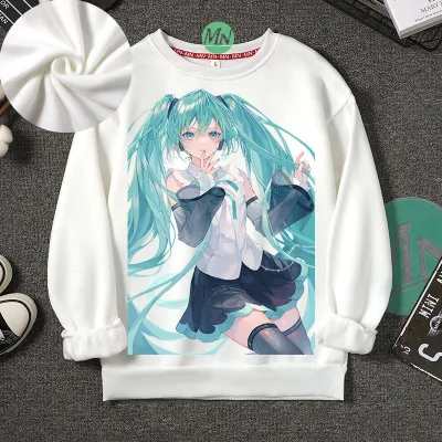 アニメシーン/キャラクター柄 プリント Tシャツ 男女兼用 Hatsune Miku初音ミク風 ハローキティ風 ｔシャツ 半袖 長袖 パーカー 初音ミク コスプレ衣装　コスチューム　グッズ