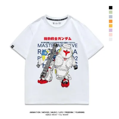 アニメシーン/キャラクター柄 プリント Tシャツ 男女兼用 機動戦士ガンダム風 ハローキティ風 ｔシャツ 半袖 長袖 パーカー アムロ・レイ シャア・アズナブル ブライト・ノア サイクロプス隊 コスプレ衣装　コスチューム　グッズ