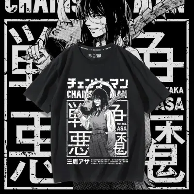 アニメシーン/キャラクター柄 プリント Tシャツ 男女兼用 チェンソーマン風 ｔシャツ 半袖 長袖 パーカー デンジ ポチタ マキマ アキ パワー コスプレ衣装　コスチューム　グッズ