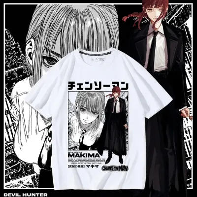 アニメシーン/キャラクター柄 プリント Tシャツ 男女兼用 チェンソーマン風 ｔシャツ 半袖 長袖 パーカー デンジ ポチタ マキマ アキ パワー コスプレ衣装　コスチューム　グッズ