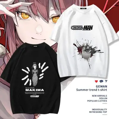 アニメシーン/キャラクター柄 プリント Tシャツ 男女兼用 チェンソーマン風 ｔシャツ 半袖 長袖 パーカー デンジ ポチタ マキマ アキ パワー コスプレ衣装　コスチューム　グッズ