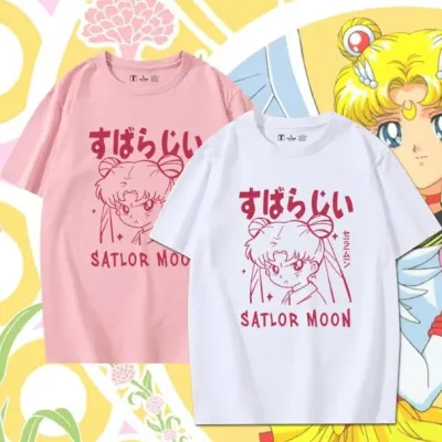 アニメシーン/キャラクター柄 プリント Tシャツ 男女兼用 美少女戦士セーラームーン風 ｔシャツ 半袖 長袖 パーカー 月野うさぎ / セーラームーン セーラーマーキュリー（水野亜美） コスプレ衣装　コスチューム　グッズ