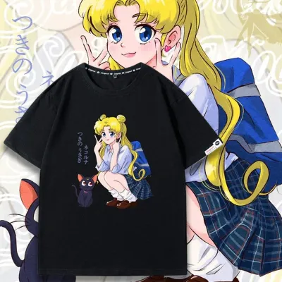 アニメシーン/キャラクター柄 プリント Tシャツ 男女兼用 美少女戦士セーラームーン風 ｔシャツ 半袖 長袖 パーカー 月野うさぎ / セーラームーン セーラーマーキュリー（水野亜美） コスプレ衣装　コスチューム　グッズ