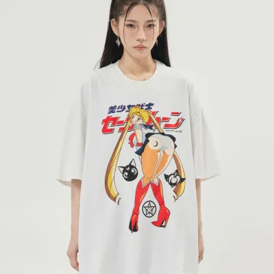 アニメシーン/キャラクター柄 プリント Tシャツ 男女兼用 美少女戦士セーラームーン風 ｔシャツ 半袖 長袖 パーカー 月野うさぎ / セーラームーン セーラーマーキュリー（水野亜美） コスプレ衣装　コスチューム　グッズ