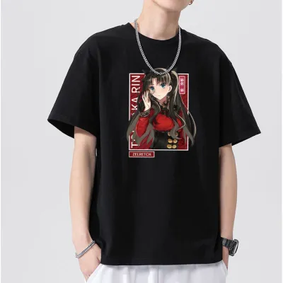 アニメシーン/キャラクター柄 プリント Tシャツ 男女兼用 Fate/stay night フェイト／ステイナイト風 ｔシャツ 半袖 長袖 パーカー セイバー 衛宮士郎 遠坂凛 間桐 桜 アーチャー ランサー コスプレ衣装　コスチューム