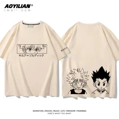 アニメシーン/キャラクター柄 プリント Tシャツ 男女兼用 ハンター×ハンター風 ｔシャツ 半袖 長袖 パーカー ゴン キルア クラピカ レオリオ ヒソカ コスプレ衣装　コスチューム　グッズ