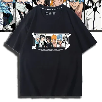 アニメシーン/キャラクター柄 プリント Tシャツ 男女兼用 BLEACH ブリーチ風 ｔシャツ 半袖 長袖 パーカー 黒崎一護 井上織姫 朽木ルキア 阿散井恋次 松本乱菊 コスプレ衣装　コスチューム　グッズ