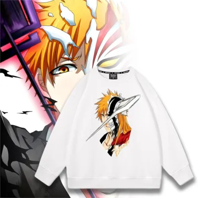 アニメシーン/キャラクター柄 プリント Tシャツ 男女兼用 BLEACH ブリーチ風 ｔシャツ 半袖 長袖 パーカー 黒崎一護 井上織姫 朽木ルキア 阿散井恋次 松本乱菊 コスプレ衣装　コスチューム　グッズ