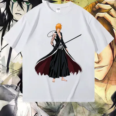 アニメシーン/キャラクター柄 プリント Tシャツ 男女兼用 BLEACH ブリーチ風 ｔシャツ 半袖 長袖 パーカー 黒崎一護 井上織姫 朽木ルキア 阿散井恋次 松本乱菊 コスプレ衣装　コスチューム　グッズ