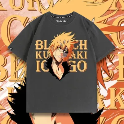 アニメシーン/キャラクター柄 プリント Tシャツ 男女兼用 BLEACH ブリーチ風 ｔシャツ 半袖 長袖 パーカー 黒崎一護 井上織姫 朽木ルキア 阿散井恋次 松本乱菊 コスプレ衣装　コスチューム　グッズ