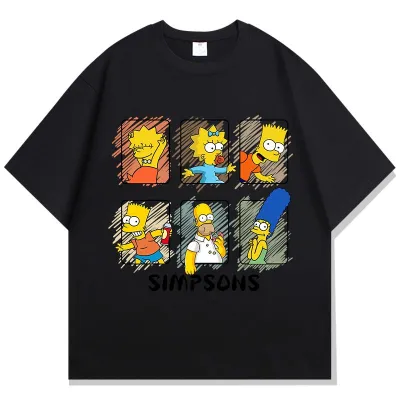 アニメシーン/キャラクター柄 プリント Tシャツ 男女兼用 ザ・シンプソンズ風 ｔシャツ 半袖 長袖 パーカー ホーマー・シンプソン、マージ・シンプソン、バート・シンプソン、リサ・シンプソン、マギー・シンプソン コスプレ衣装　コスチュー