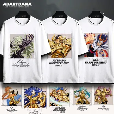 アニメシーン/キャラクター柄 プリント Tシャツ 男女兼用 聖闘士星矢風 ｔシャツ 半袖 長袖 パーカー 星矢 紫龍 冰河 瞬 紫織 一輝 コスプレ衣装　コスチューム　グッズ