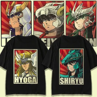 アニメシーン/キャラクター柄 プリント Tシャツ 男女兼用 聖闘士星矢風 ｔシャツ 半袖 長袖 パーカー 星矢 紫龍 冰河 瞬 紫織 一輝 コスプレ衣装　コスチューム　グッズ