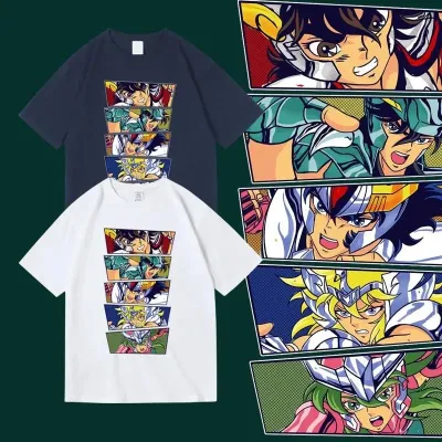 アニメシーン/キャラクター柄 プリント Tシャツ 男女兼用 聖闘士星矢風 ｔシャツ 半袖 長袖 パーカー 星矢 紫龍 冰河 瞬 紫織 一輝 コスプレ衣装　コスチューム　グッズ