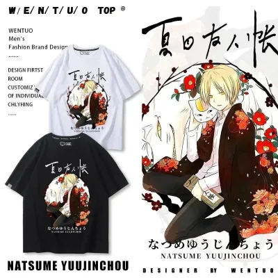 アニメシーン/キャラクター柄 プリント Tシャツ 男女兼用 夏目友人帳風 ｔシャツ 半袖 長袖 パーカー 夏目貴志、ニャンコ先生、夏目友人帳、レイコ、鰹の霊 コスプレ衣装　コスチューム　グッズ