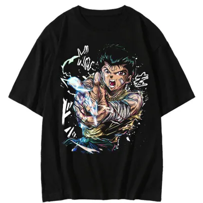 アニメシーン/キャラクター柄 プリント Tシャツ 男女兼用 幽☆遊☆白書風 ｔシャツ 半袖 長袖 パーカー 蔵馬、飛影、幽助、桑原和真、蔵馬兄、横瀬夜叉 コスプレ衣装　コスチューム　グッズ