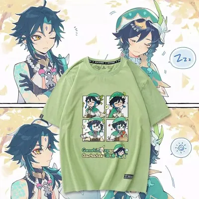 アニメシーン/キャラクター柄 プリント Tシャツ 男女兼用 原神（げんしん）風 ｔシャツ 半袖 長袖 パーカー コスプレ衣装　コスチューム　グッズ