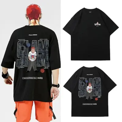 半袖  アニメシーン/キャラクター柄 プリント Tシャツ 男女兼用 SLAM DUNK スラムダンク風 ｔシャツ 半袖 湘北高校 桜木花道 コスプレ衣装　コスチューム　スラムダンク グッズ