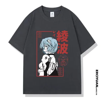 半袖  アニメシーン/キャラクター柄 プリント Tシャツ 男女兼用 EVA 新世紀エヴァンゲリオン ｔシャツ アスカ 綾波レイ 葛城ミサト 初号機 第2号機 第3号機 コスプレ衣装　コスチューム　スラムダンク グッズ